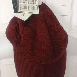 Criss Cross Burgundy Corduroy Hat Adjustable Velcro Sizing N W T